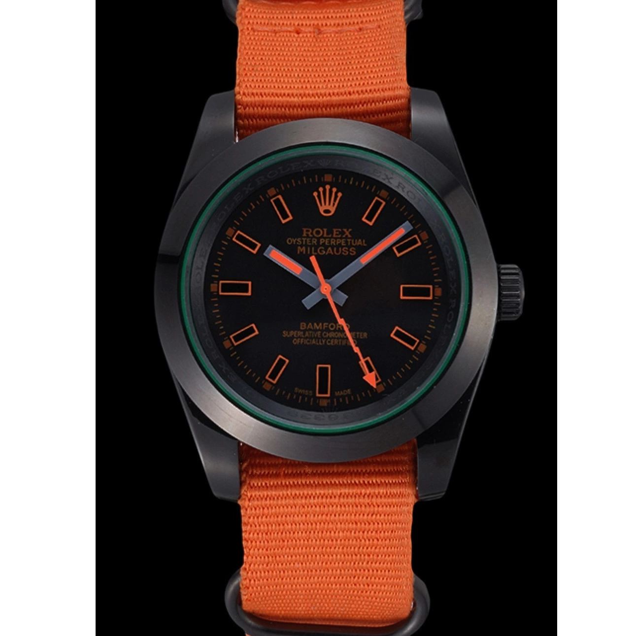 Aaa replica watch Nylon Strap Orange Milgauss Bamford Rolex 622003 0717